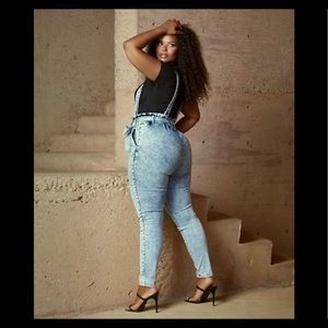 Fashion to figure overall jeans.